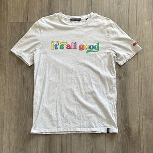 Scotch & Soda light grey Tee with Multicolor "It's All Good" Graphic